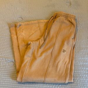 Tan Wide Leg Pants with Logo Medium